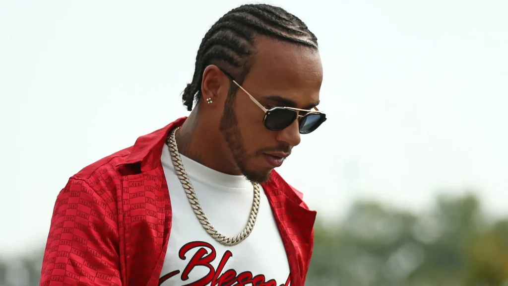 Focus shot of Lewis Hamilton