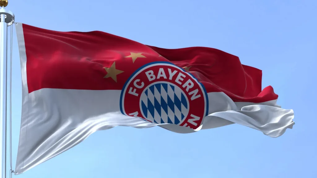 munich ger may 2022 the bayern munich flag waving in
