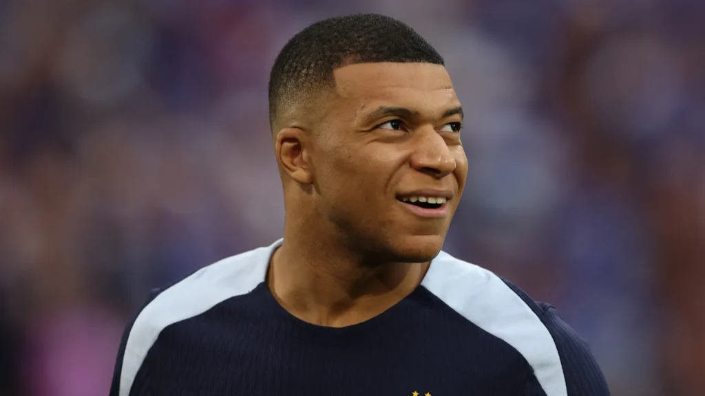 Kylian Mbappe of France during warm-up.