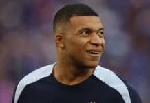 Kylian Mbappe of France during warm-up.