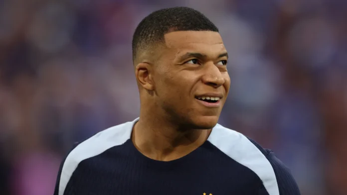 Kylian Mbappe of France during warm-up.