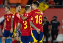 Team Spain celebrating a victory