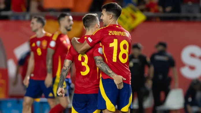 Team Spain celebrating a victory