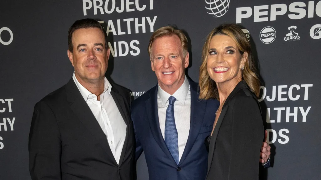 Carson Daly, Roger Goodell, and Savannah Guthrie at the 3rd Annual Project Healthy Minds World Mental Health Day Gala.
