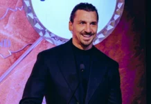 Zlatan Ibrahimovic speaking into the microphone at an event.