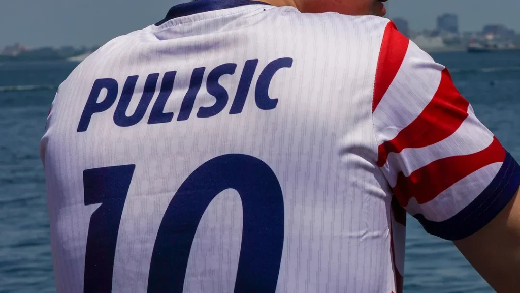 Close-up of Pulisic jersey