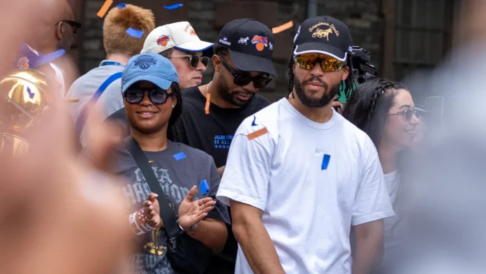 new york knicks honored with tickertape parade through manhattanjune 18 Jalen Brunson in Knicks championship parade