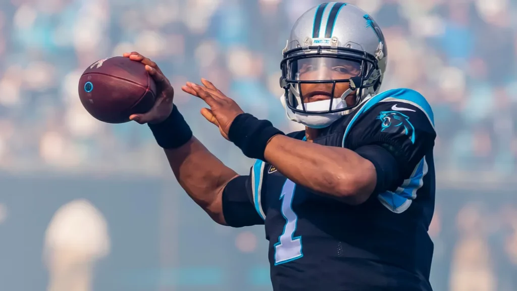 Cam Newton throws a pass during a Carolina Panthers game against the Seattle Seahawks.