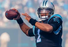 Cam Newton throws a pass during a Carolina Panthers game against the Seattle Seahawks.