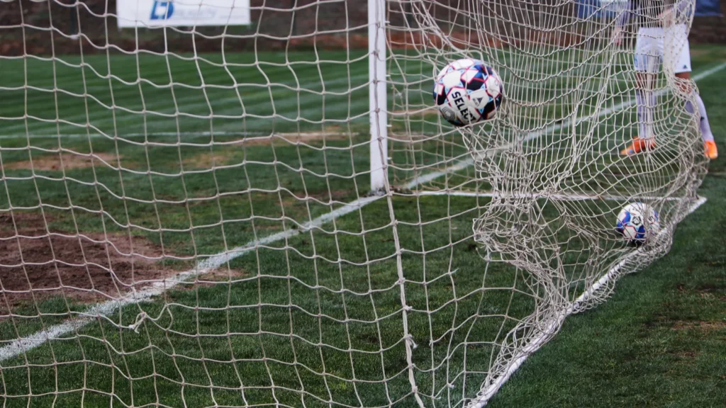 A ball in the goalpost