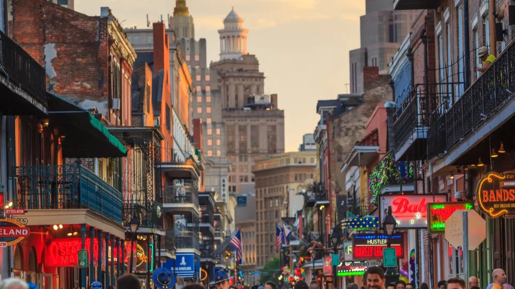 Bourbon Street in the French Quarter of New Orleans