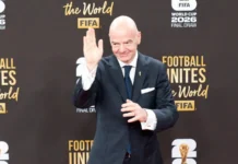 FIFA President Gianni Infantino speaking at the 2026 World Cup Final Draw ceremony in Washington, D.C.