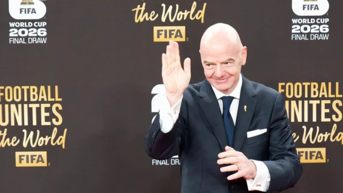 FIFA President Gianni Infantino speaking at the 2026 World Cup Final Draw ceremony in Washington, D.C.