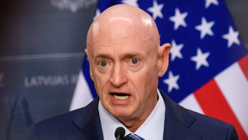 Senator Mark Kelly during a press conference