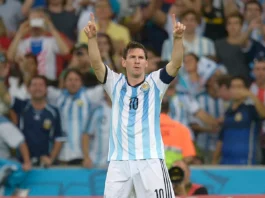 Lionel Messi celebrating the goal