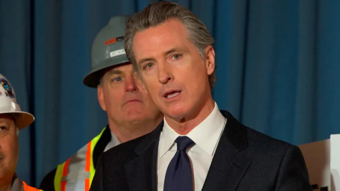 Focus shot of Gavin Newsom