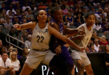 Angel Reese celebrates first Team USA World Cup roster selection A'ja Wilson in action