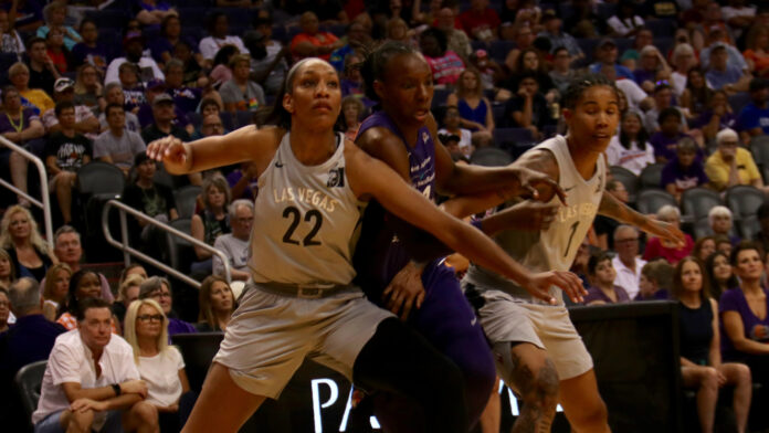 A'ja,Wilson,Center,For,The,Los,Vegas,Gas,Aces,At A'ja Wilson in action