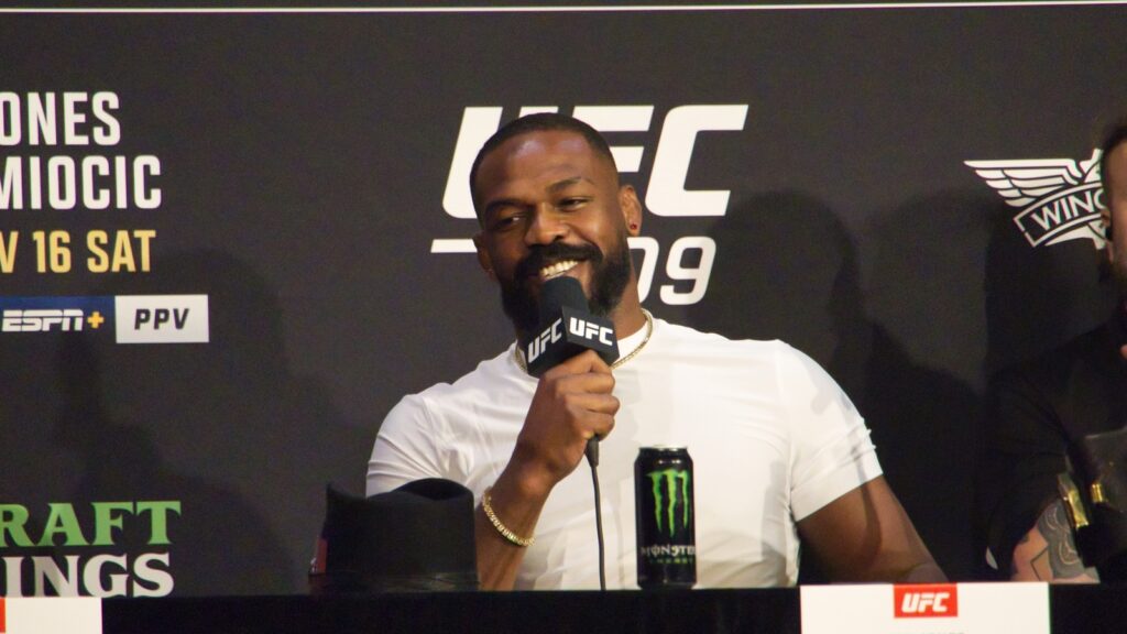 Jon Jones speaking at his press conference