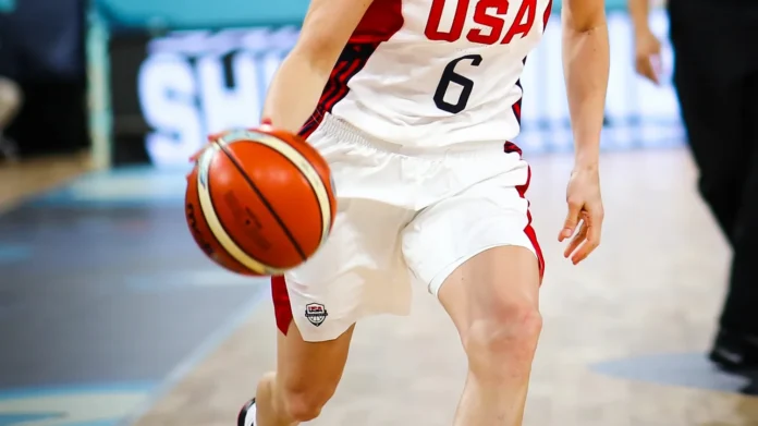 A basketball player in action