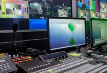 Marchand’s Ryan Clark defense reignites media trust debate Television equipment in a television broadcasting studio.