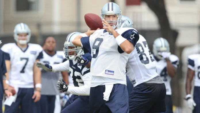 tony romo in action during the second day of the