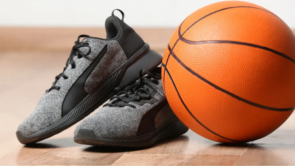 Trainers and a basketball