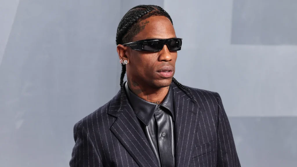 Travis Scott arrives at the 2026 Vanity Fair Oscar party