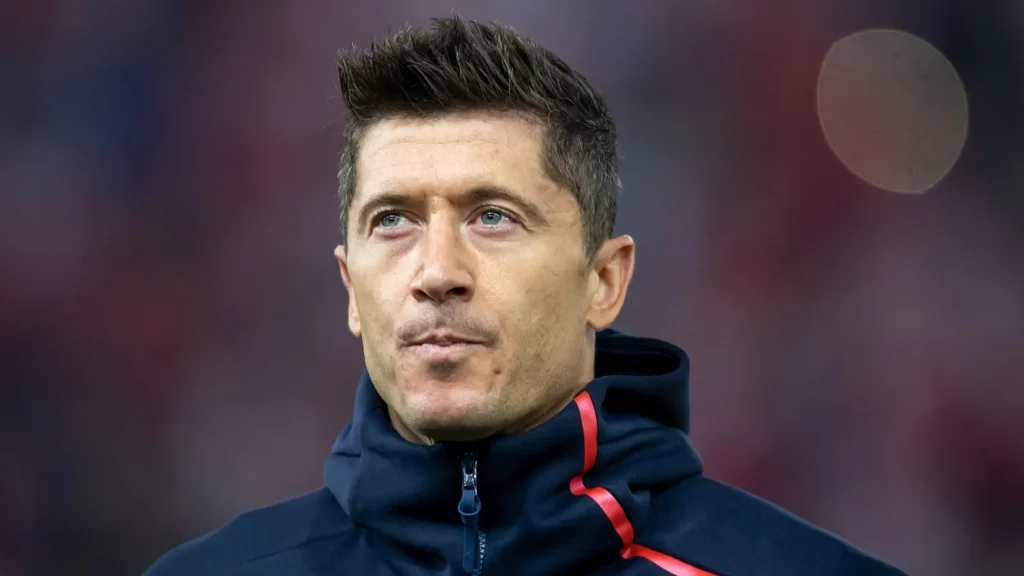 Robert Lewandowski at the football stadium.