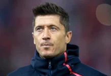 Robert Lewandowski at the football stadium.