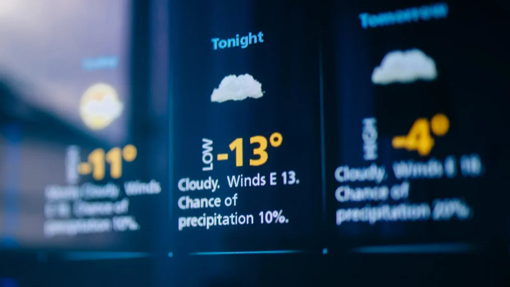weather forecast on a digital display