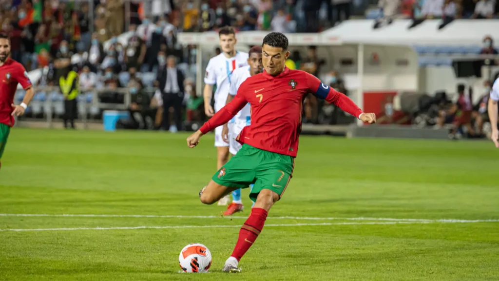 Ronaldo taking a penalty.
