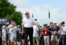 Rory McIlroy’s blunt verdict on Trump’s golf game resurfaces Former President Trump (C) walks off of the first Tee during the LIV Pro-Am held at the Trump National Golf Club in Bedminster,NJ.