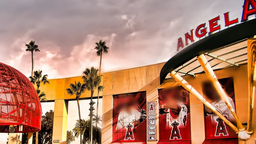 Exterior entrance of Angel Stadium in Anaheim