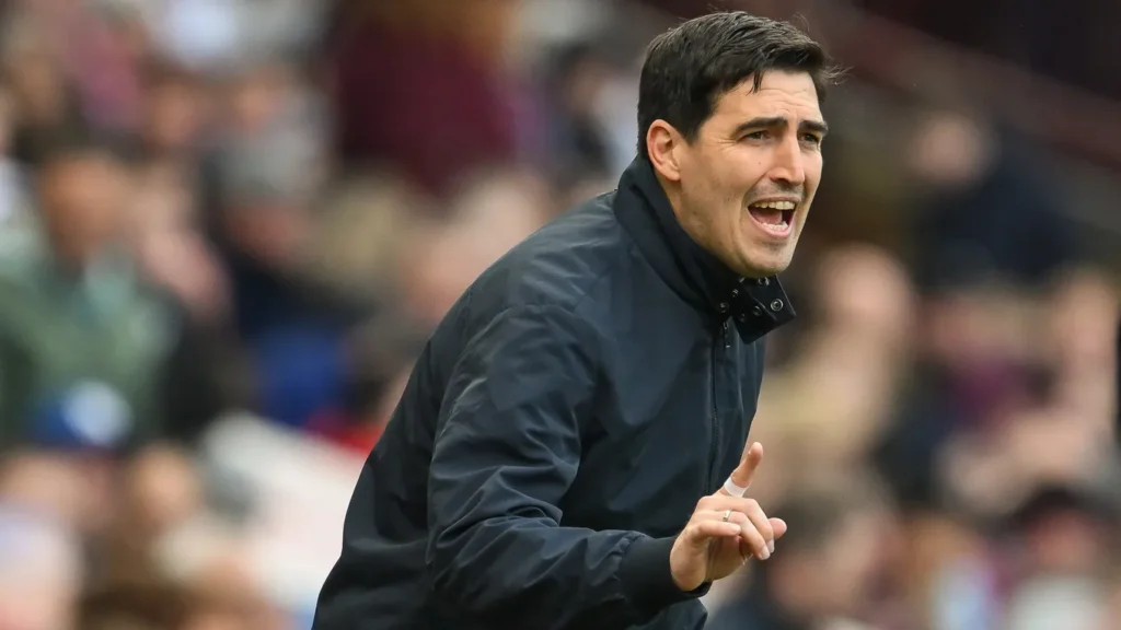 andoni iraola manager of bournemouth gives his team instructions during