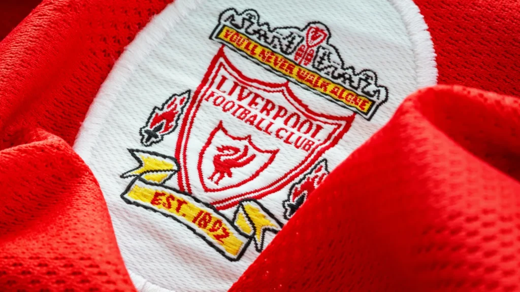 Close up of a knitted logo of Liverpool Football Club