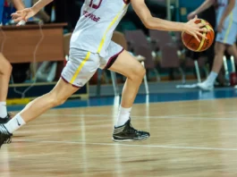 A basketball player in action
