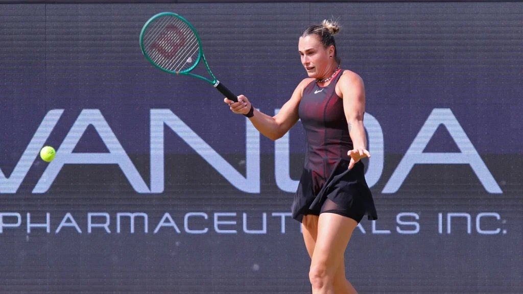 Aryna Sabalenka in action during the match.