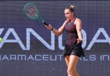 Aryna Sabalenka in action during the US Open match.