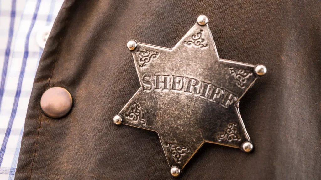 close up of sheriff badge