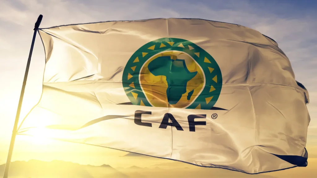 Confederation of African football logo flag waving