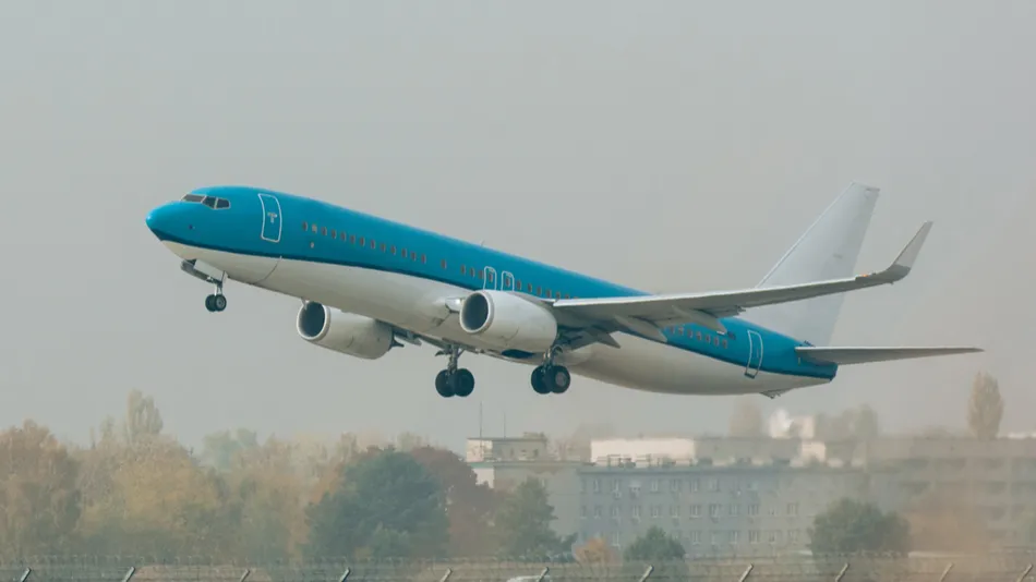 A focus shot of a flight departure
