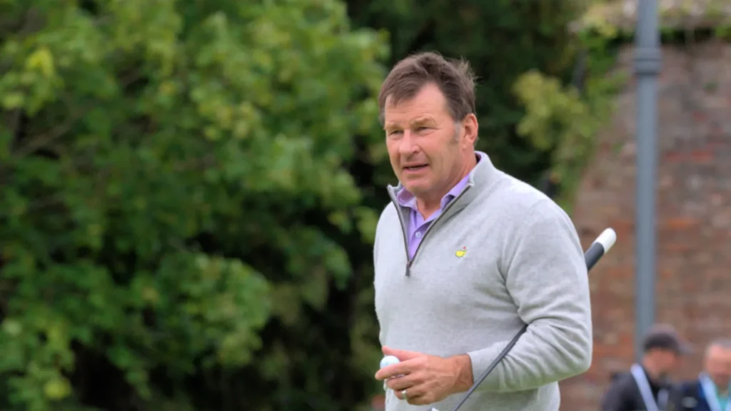 Nick Faldo playing golf.