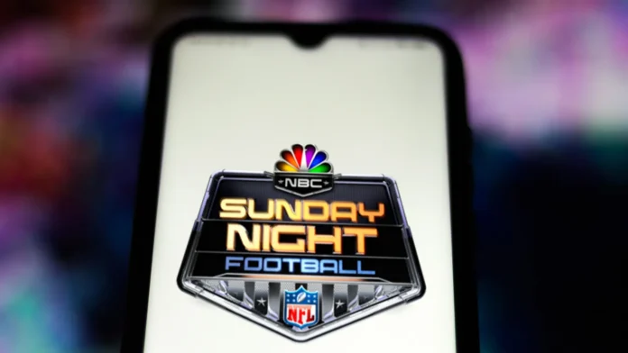 Logo of NBC's show Sunday Night Football on a smartphone screen.