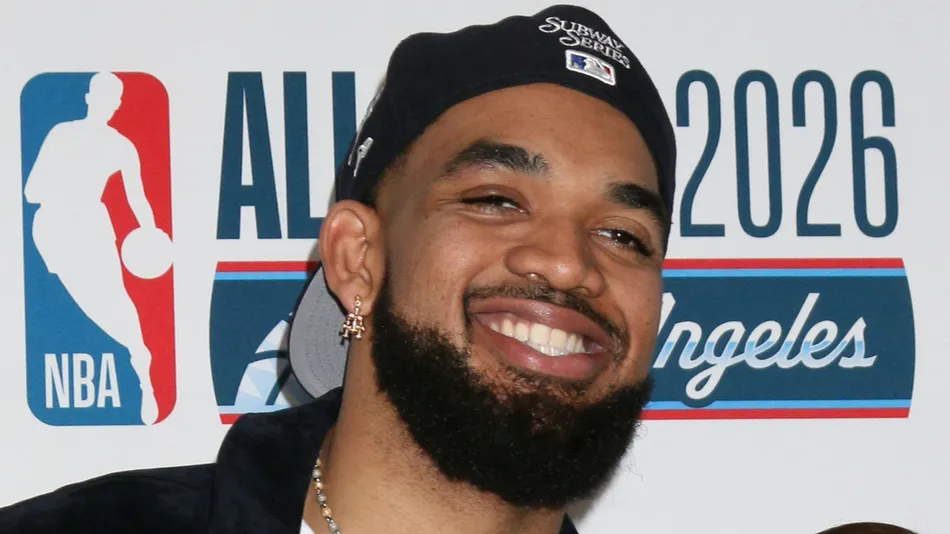 Focus shot of Karl Anthony Towns at the NBA All Star celebration