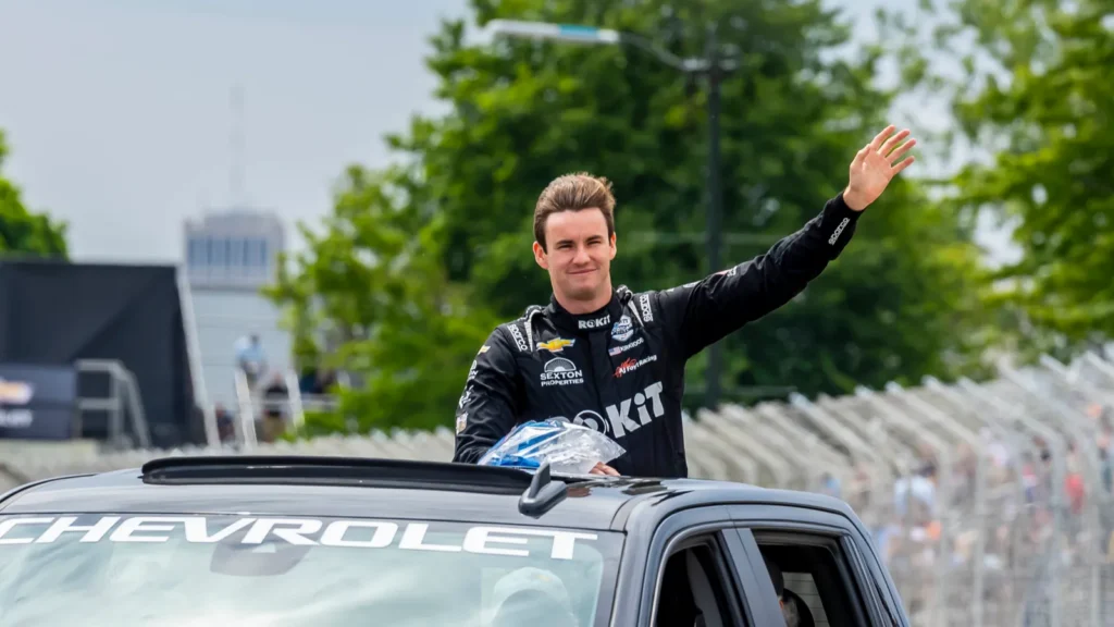 Kyle Kirkwood arriving at an event.