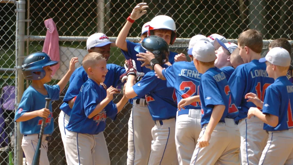Little League baseball in action
