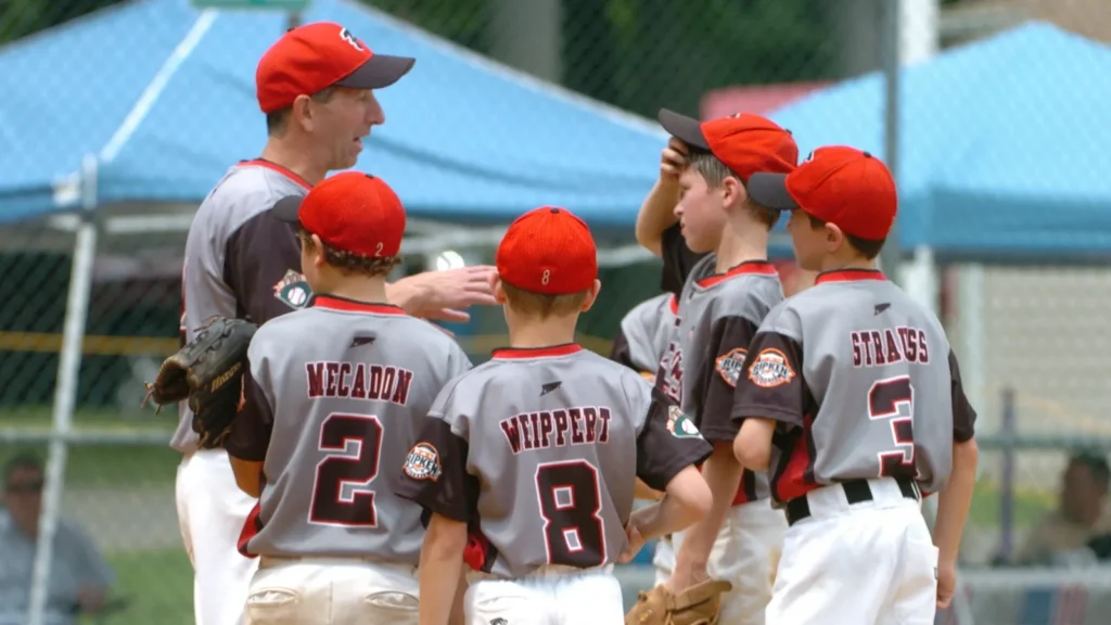 Little League baseball in action