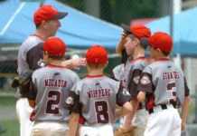 Little League baseball in action