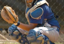 Little League baseball player in action